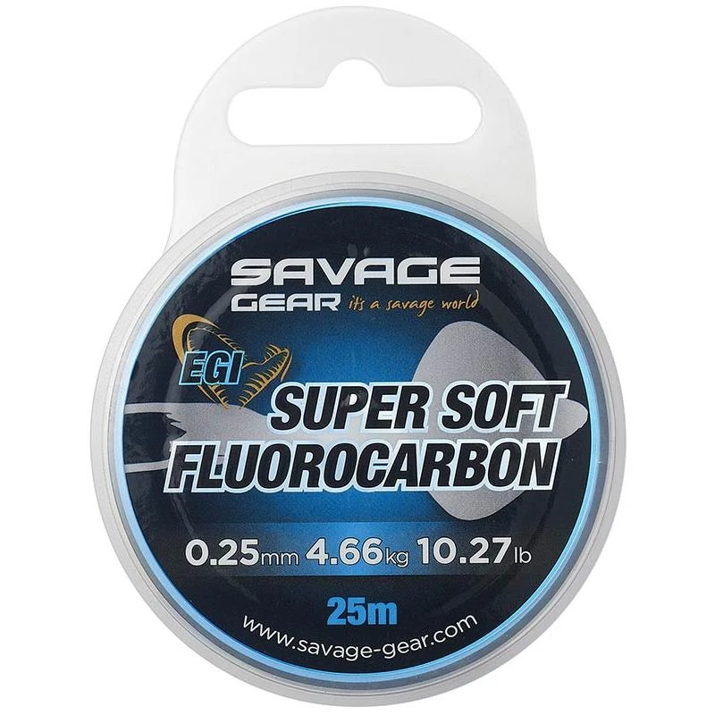 FLUOROCARBONE SAVAGE GEAR SUPER SOFT EGI LEADER - 25M 3 FLUOROCARBONE SAVAGE GEAR SUPER SOFT EGI LEADER - 25M